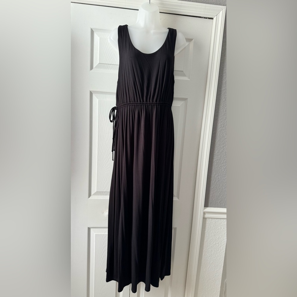 Cynthia Rowley Sleeveless Black Maxi Dress with Drawstring Tie at Side NWT